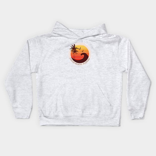 Cocoa Beach Florida Retro Sunset Design Kids Hoodie by AdrianaHolmesArt